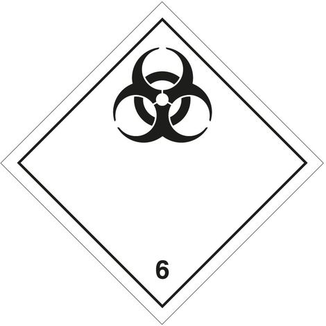 Etichetta autoadesiva o supporto alluminio A.D.R per divisione 6.2 per "Materie infettanti" 300x300mm Modello - PVC adesivo