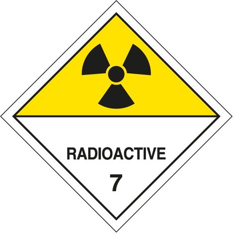 Etichetta autoadesiva o supporto alluminio A.D.R per divisione 7.D per "Materiali fissili" 300x300mm Modello - PVC adesivo