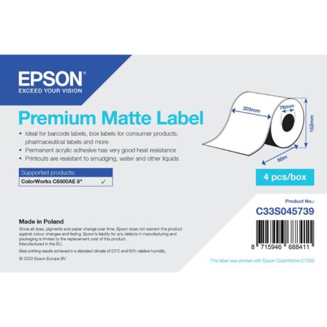 Etichetta Epson premium Rotolo continuo 203mmx60m Bianco [C33S045739]