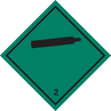 Etichetta in PVC di classe 2 divisione 2.2 per Gas non infiammabili non tossici ADR - Misura: 100mm x 100mm - Numero Pezzi: 50 pezzi