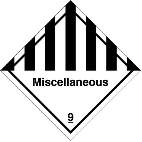 Etichetta in PVC di Classe 9 Materie e oggetti pericolosi diversi "Miscellaneous" - Numero Pezzi: 1000 Pcs. - Misura: 100mm x 100mm