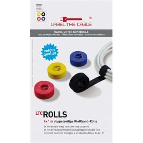 Etichetta per cavi LTC Klettrolle Pro Roll da 25m, nero, per raggruppare e organizzare cavi, modello PRO1210