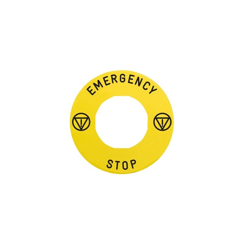 Image of Etichetta Rettangolare Ø60 per arresto emerg.-EMERGENCY STOP/logo ISO13850 Schneider ZBY9330T