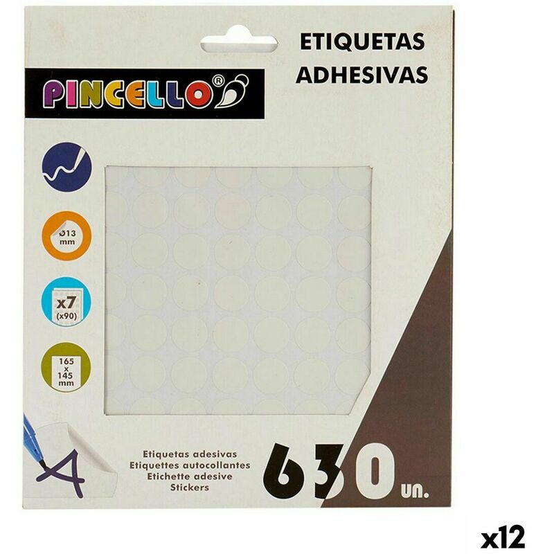 Image of Pincello - Etichette adesive Bianco ø 13 mm (12 Unità)