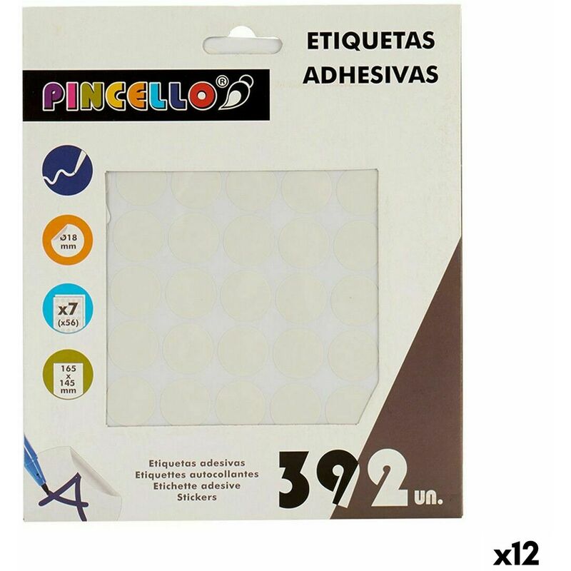 Image of Pincello - Etichette adesive Bianco ø 18 mm 17 x 4 x 19,5 cm (12 Unità)