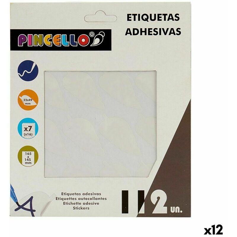 Image of Pincello - Etichette adesive Bianco 22 x 49 mm Fogli (12 Unità)