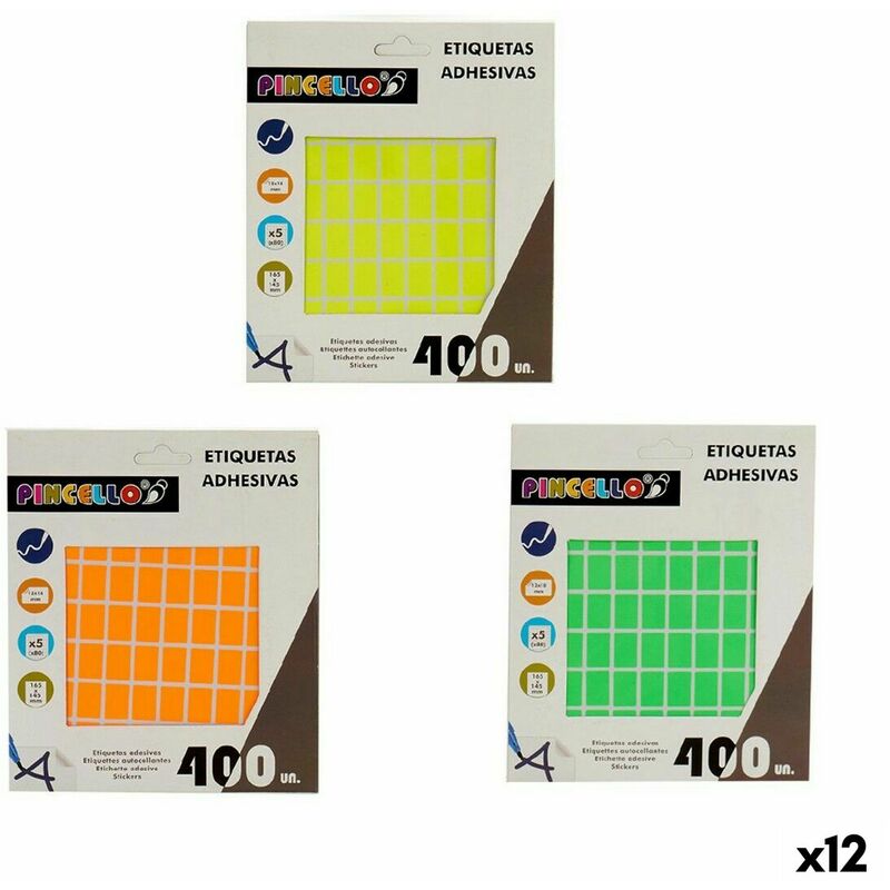 Image of Pincello - Etichette adesive Rettangolare 12 x 18 mm (12 Unità)