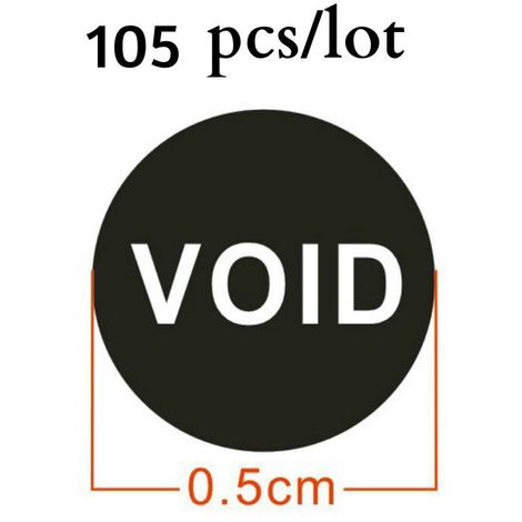 Etichette bollini adesivi neri antimanomissione con sigillo di garanzia e  scritta VOID - 105 pezzi