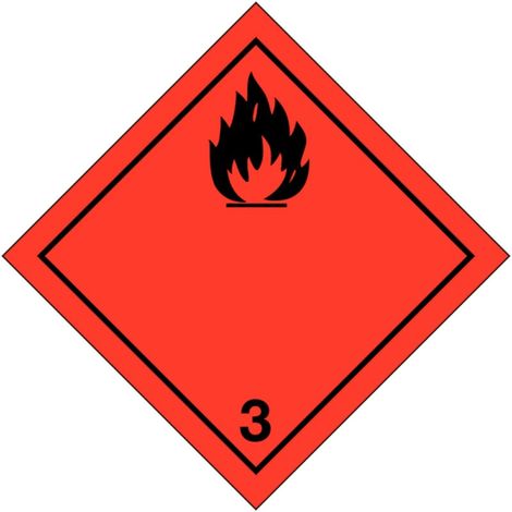 Etichette in PVC Classe 3 Segnaletica per trasporto internazionale "Liquidi infiammabili" ADR Misura - 100mm x 100mm, Numero Pezzi - 50 pezzi
