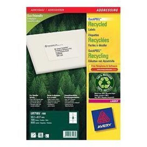 Etichette indirizzi Avery LR7165-100, bianche riciclate, confezione da 100 pezzi