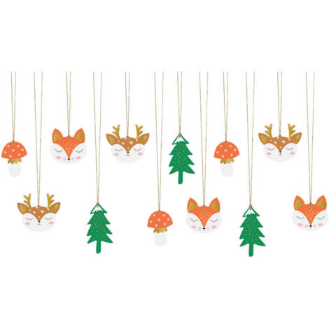 Etichette regalo a forma di foresta, mix di 12