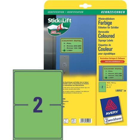 Etiketten Wiederablösbar 199,6x143,5mm Grün 40x Stück