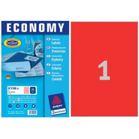 Etiketten Wiederablösbar A4 199,6x289,1mm Rot 25x Stück