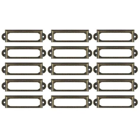 Etikettenhalter aus Metall für Möbel, Schubladen, Schränke, Etiketten für Schreibtisch, Bücherregal, Bücherregal, Regale, Bronze, 50 Stück