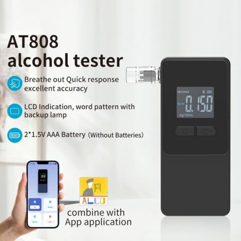 Etilometro e tester dell'alcol con 5 bocchini Alcootest Home Pro ad alta precisione (nero)