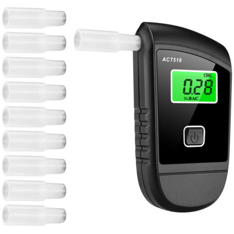 Etilometro portatile con display LCD digitale e 10 bocchini, funzione di memoria per uso personale e professionale