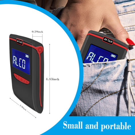 Etilometro portatile, test dell'alcol con display LCD digitale, 4 unità di misura, il test dell'alcol può adattarsi a 2 bocchini diversi. Bassa potenza e 350 ultimi test