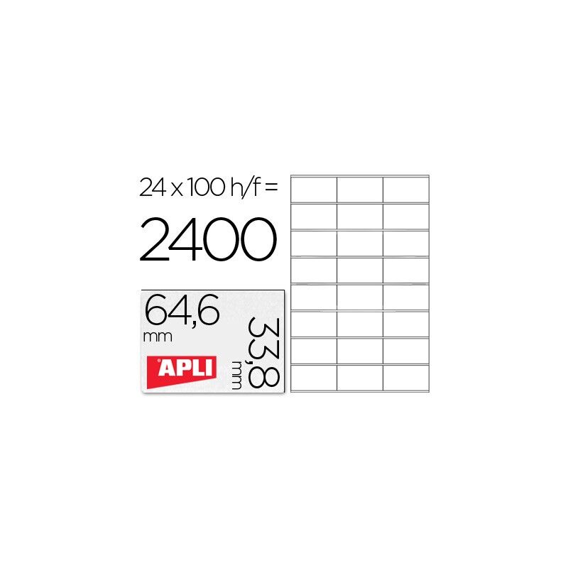 

Genérica - Apli etiquetas blanco para impresora inkjet laser y fotocopiadoras 646 x 338mm cantos rectos - 100 hojas-