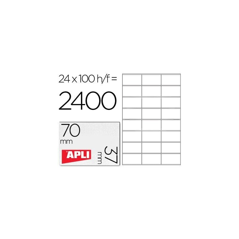 

Genérica - Apli etiquetas blanco para impresora inkjet laser y fotocopiadoras 70 x 37 mm cantos rectos - 100 hojas-