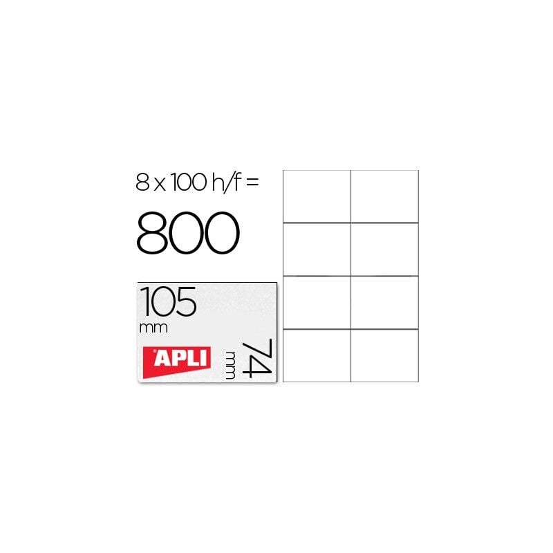 

Genérica - Apli etiquetas blanco para impresora inkjet laser y fotocopiadoras 1050 x 740 mm cantos rectos - 100 hojas-