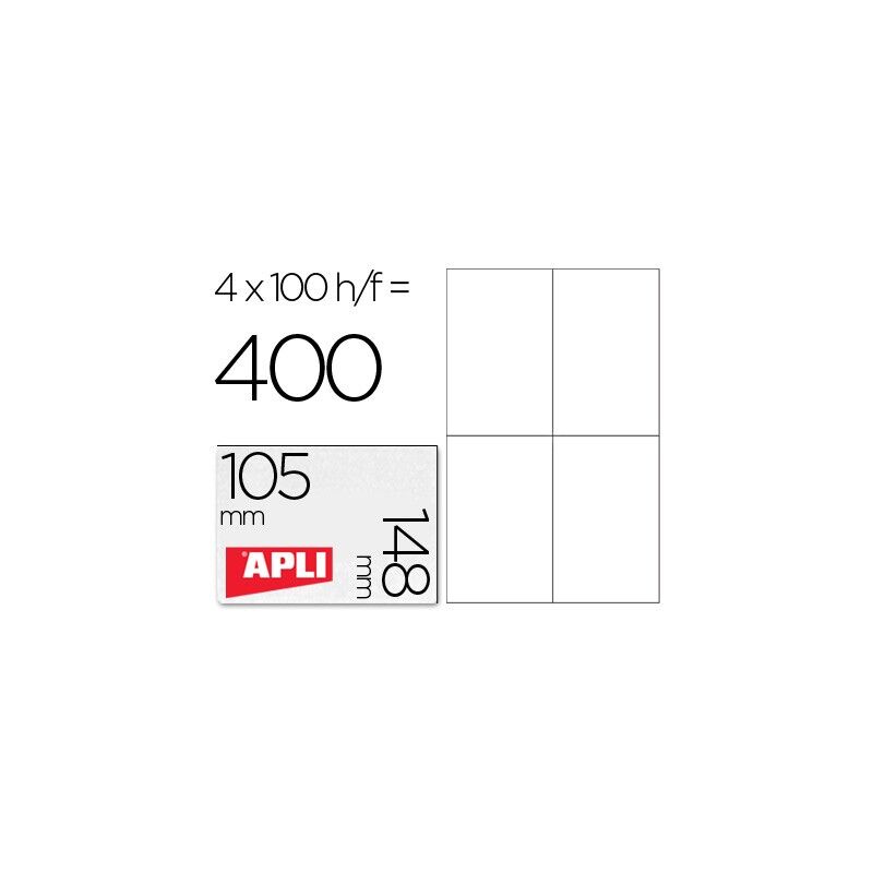 

Genérica - Apli etiquetas blanco para impresora inkjet laser y fotocopiadoras 105 x 148 mm cantos rectos - 100 hojas-