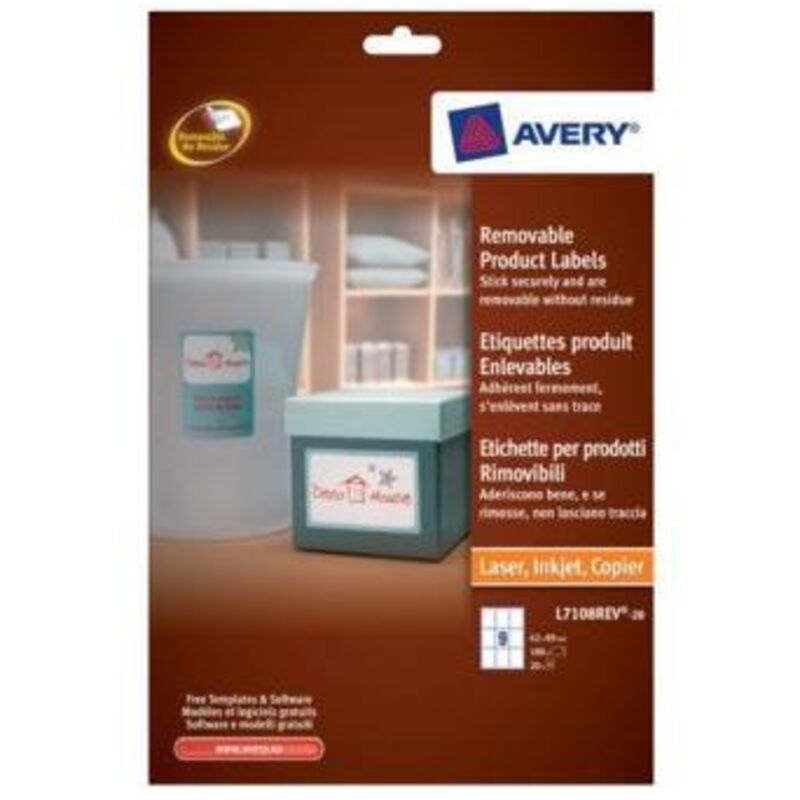 Etiqueta Adhesiva Avery Removible Para Impresora Laser Inyeccion Ti...