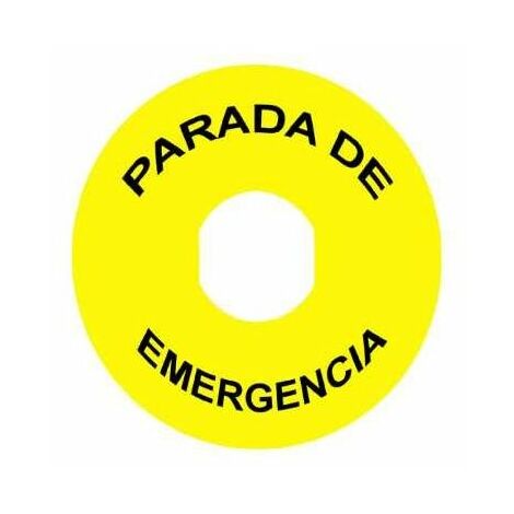 Etiqueta circular pulsador seta "PARADA EMERGENCIA" 90mm