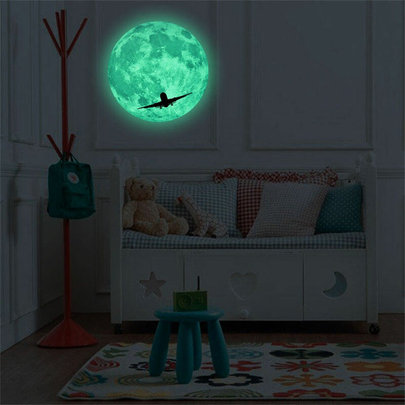 

Etiqueta engomada grande de la pared de la luna fluorescente de 30 cm 3D que brilla en la etiqueta oscura B de Halloween