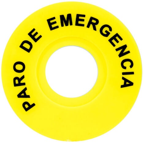 Etiqueta Paro de Emergencia para Pulsador MAXGE Ø40 mm Amarillo