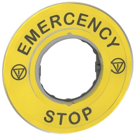 Etiqueta Telemecanique ronda emergencia Stop 3D TZBY9320