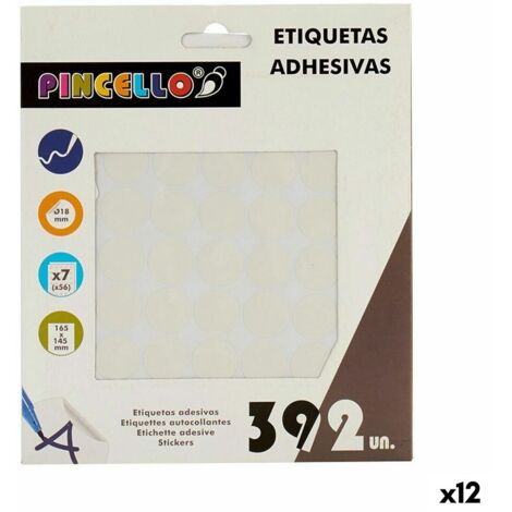 Etiquetas adhesivas Pincello 1711075 Blanco Ø 18 mm 17 x 4 x 19,5 cm (12 Unidades)