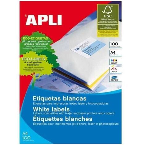 Etiquetas blancas cantos romos tamaño 199,6 x 289,1 mm con adhesivo permanente y acabado calidad foto. Pack con 10 hojas (10 etiquetas).
Característic