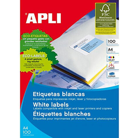 Etiquetas blancas circulares tamaño Ø 60 mm con adhesivo permanente para 
múltiples usos. Pack con 100 hojas (1.200 etiquetas). Perfectas para 
identi