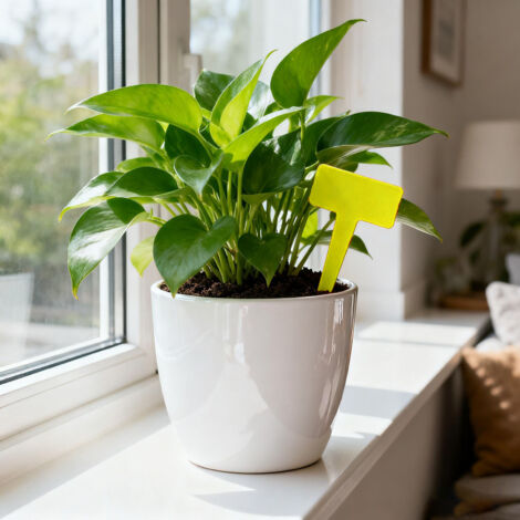 Etiquetas de plástico en forma de T para plantas – resistentes a la corrosión – paquete de 20 – amarillas – para jardines y espacios verdes