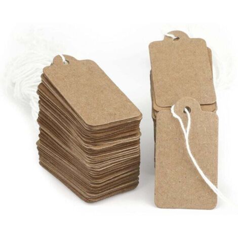 Etiquetas de precio pequeñas de papel kraft, 500 unidades, 22 mm x 35 mm, etiquetas para marcar joyas con cordón, etiquetas de precio para ropa