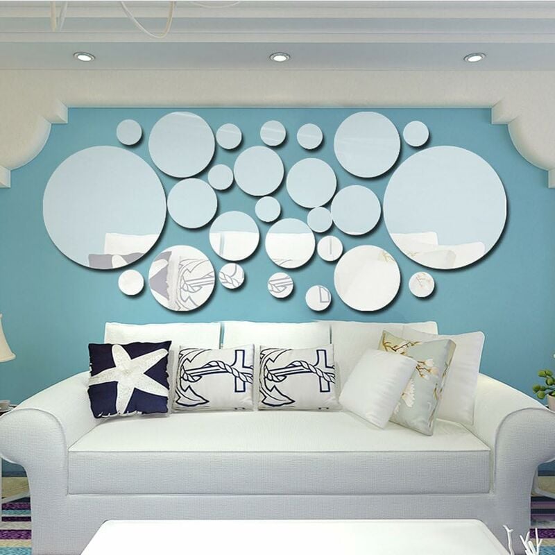 

Etiquetas engomadas de la pared del espejo 3D Anself DIY etiquetas engomadas de la pared calcomanías redondas para la decoración del dormitorio