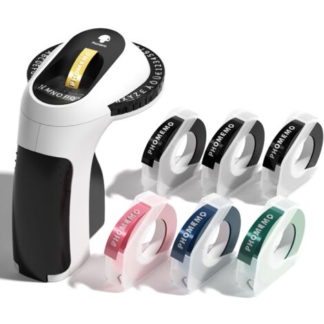 Etiqueteuse Autocollantes,Machine à Étiquettes en Relief, E975 Mini imprimante Etiquette avec 6 Rubans,Portative Étiqueteuse 3D Embossing Label Maker pour Maison,Cuisine,Bureau,Cadeau DIY