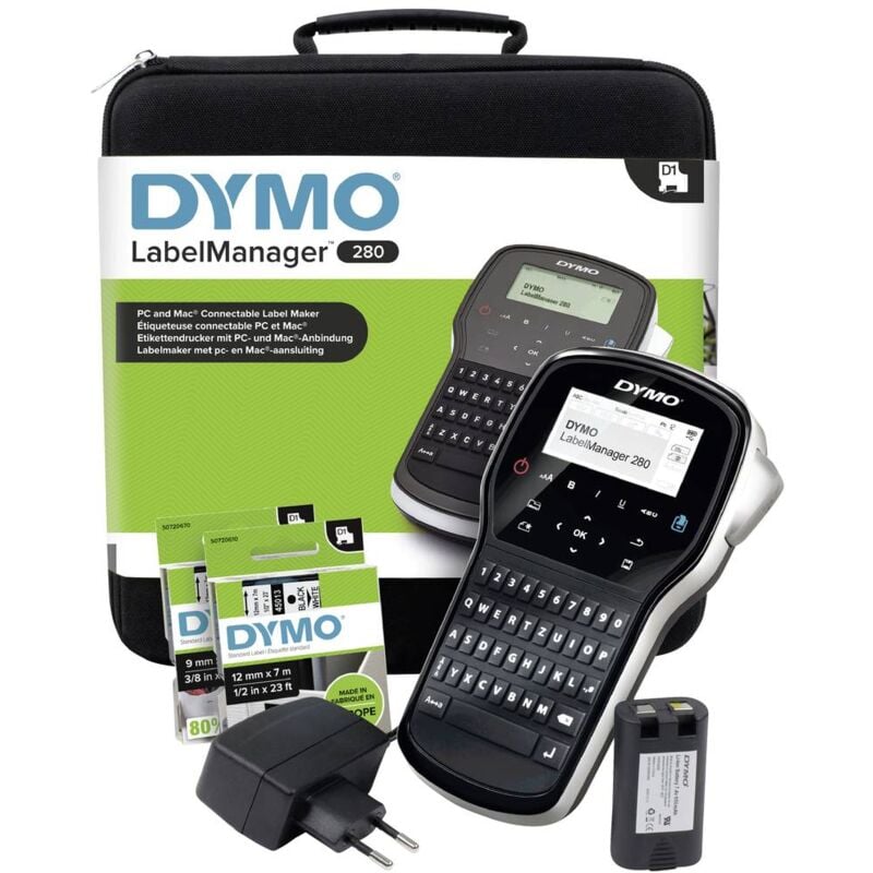Etiqueteuse Dymo LabelManager 280 Kit adapté pour rubans: D1 6 mm, 9 mm, 12 mm