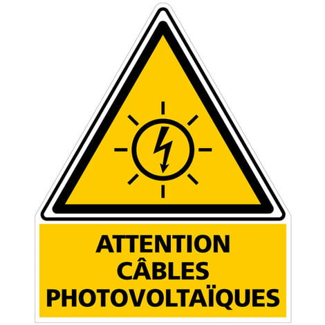 Etiquette adhésive CABLES PHOTOVOLTAIQUES (C1165). Signalisation Photovoltaïque