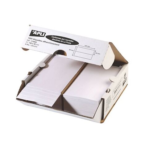 Etiquette affranchissement 2 de front 140 x 40 mm Apli Agipa blanche - Boîte de 1000