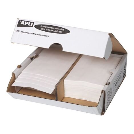 Etiquette affranchissement 2 de front 140 x 45 mm Apli Agipa blanche - Boîte de 1000