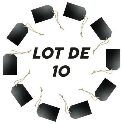 Etiquette ardoise PVC de dimensions 15 x 10 cm avec ficelle en jute - Lot de 10