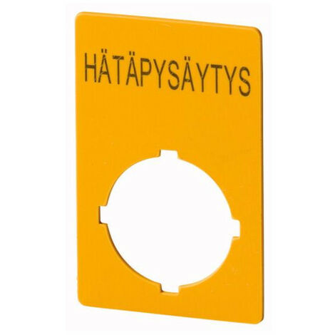 Étiquette arrêt d'urgence HxL 50x33mm jaune HÄTAPYSÄYTYS EATON M22-XZK1-SF99