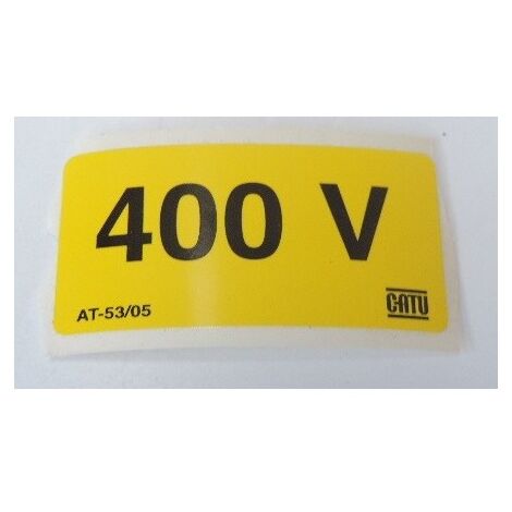 Etiquette autocollante de signalisation PVC jaune marquage noir '400V' longueur 50mm (à l'unité) CATU AT5305