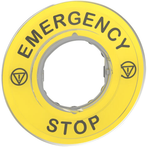 etiquette circulaire - arret d'urgence - d60 - emergency stop - schneider zby9320
