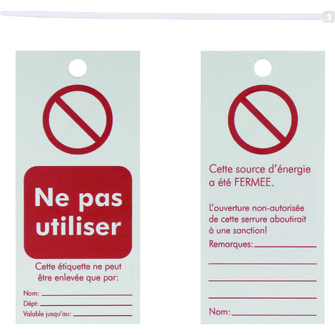 Étiquette consignation - ne pas utiliser - en polyester - lot de 10 - bizline 730563