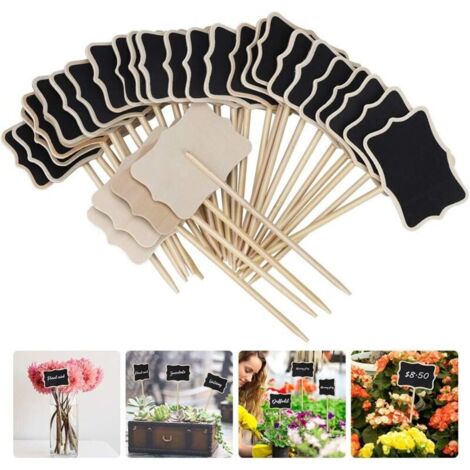 Étiquette de Jardin 30 Pieces T-Type Étiquettes Plantes en Boi Imperméable Etiquettes de Plantes en Ardoise pour Jardin Graines Arbres Herbes Fleurs