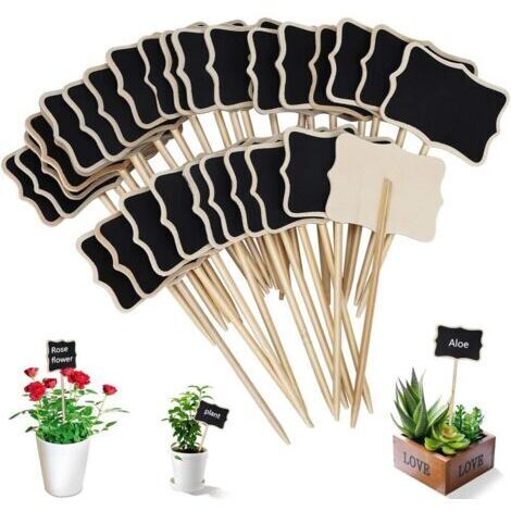 Étiquette de Jardin 30 Pieces T-Type Étiquettes Plantes en Boi Imperméable Etiquettes de Plantes en Ardoise pour Jardin Graines Arbres Herbes Fleurs