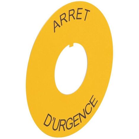 Etiquette Osmoz pour arrêt d'urgence Ø80 avec marquage ARRET D'URGENCE jaune LEGRAND 024177