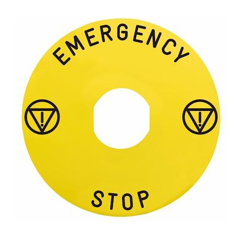 etiquette plate - harmony - jaune - emergency stop - schneider electric zby9330m